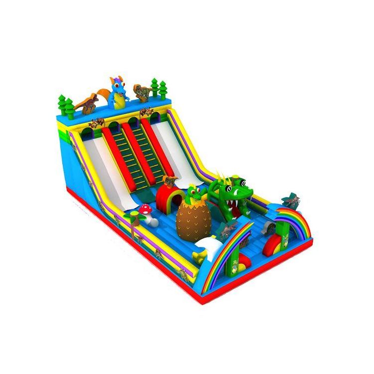 China PVC material dinosaur  slide giant commercial backyard inflatable water slip and slide for kids and adult