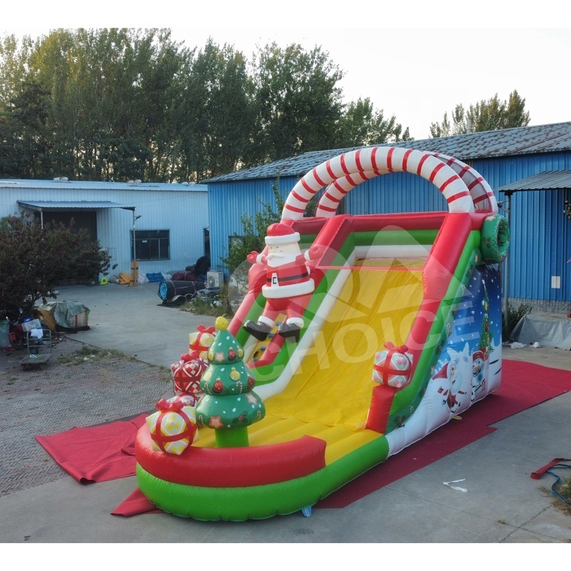 Commercial inflatable christmas santa slide for kids outdoor Papa Noel tobogan inflable