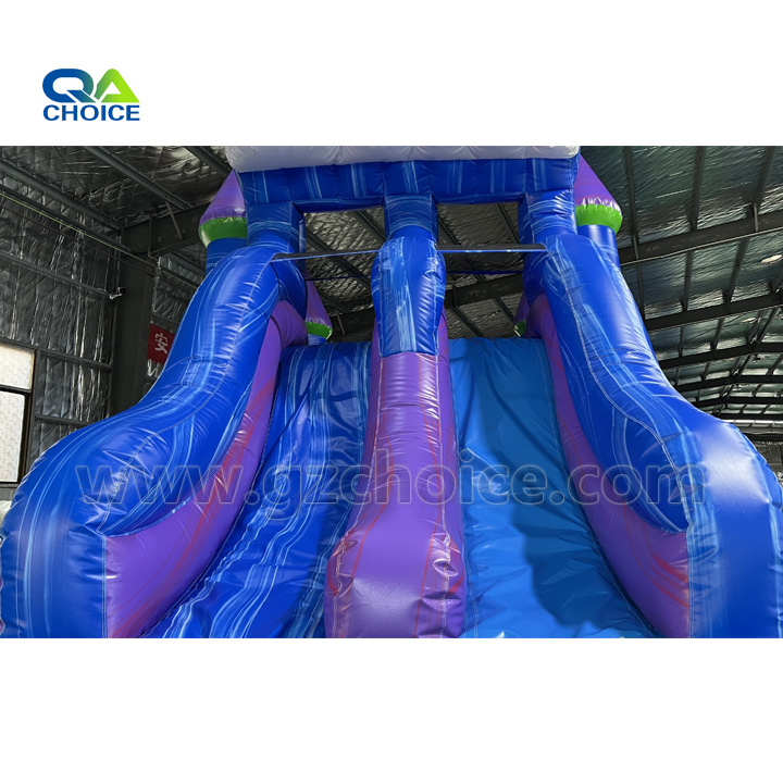 China PVC tarpaulin colorful fabric marble color jumping bouncer castle party inflatable bouncer slide with pool for rental