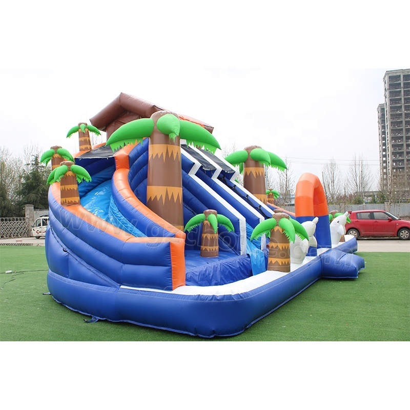 High Quality Amusement Park Inflatable Dolphin Water Slide Inflatable Little Dolphin Slide With Pool For Kids