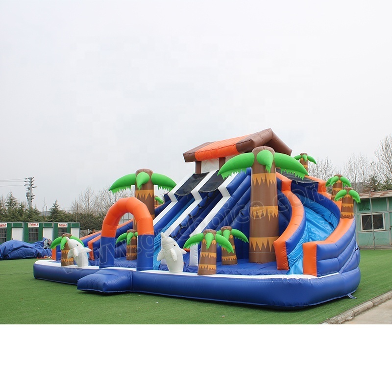 High Quality Amusement Park Inflatable Dolphin Water Slide Inflatable Little Dolphin Slide With Pool For Kids