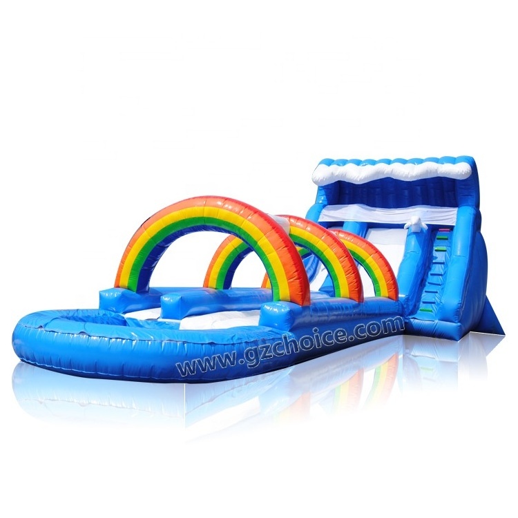 Factory Price Inflatable Rainbow Water Slides With Pool inflatable slides