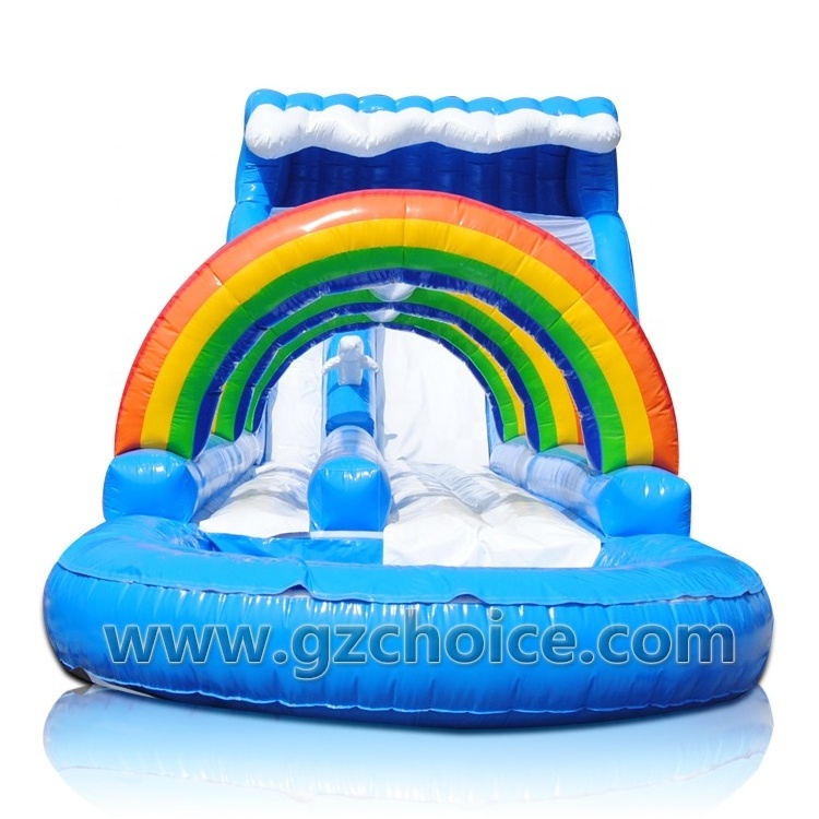 Factory Price Inflatable Rainbow Water Slides With Pool inflatable slides