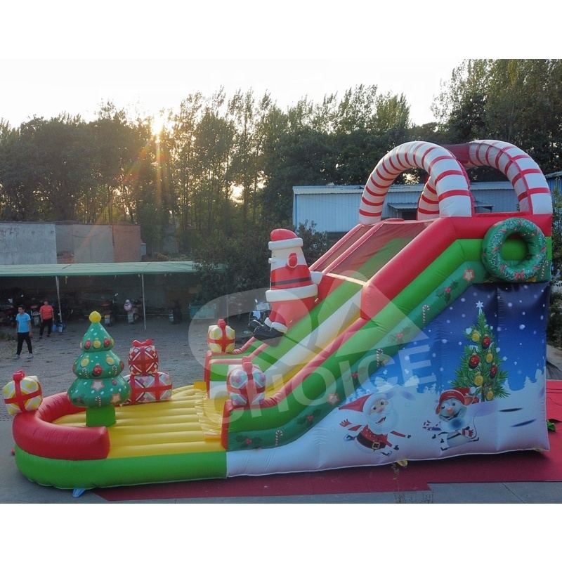 Commercial inflatable christmas santa slide for kids outdoor Papa Noel tobogan inflable