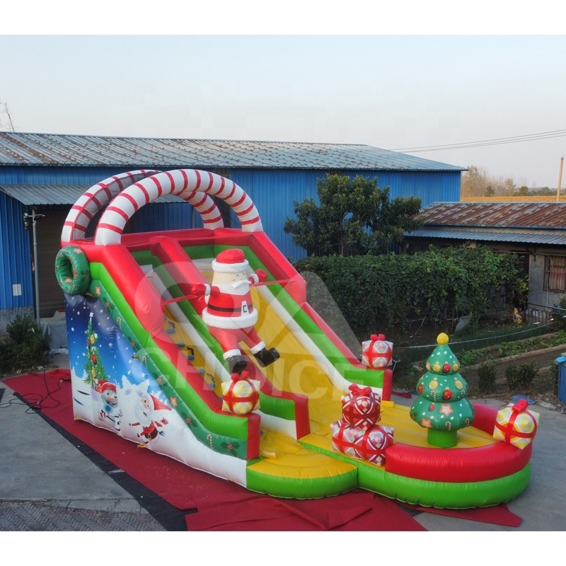 Commercial inflatable christmas santa slide for kids outdoor Papa Noel tobogan inflable