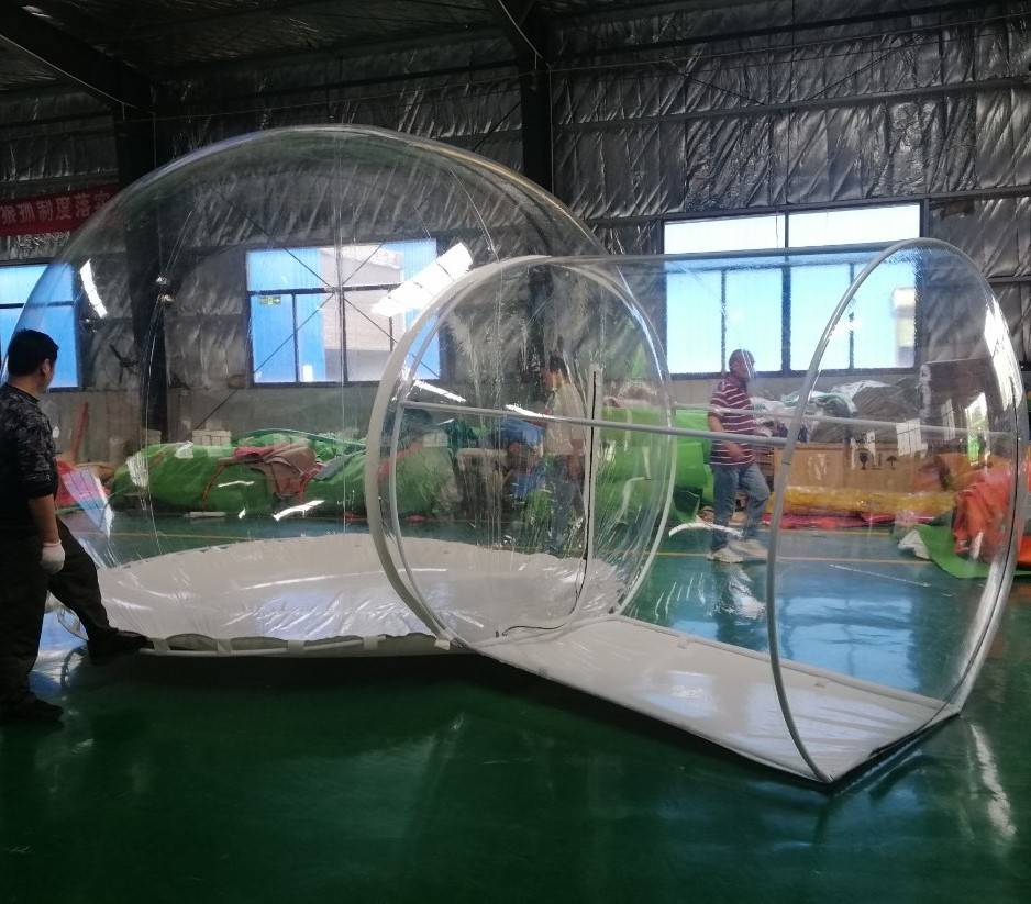 Outdoor Rental lawn Clear Crystal Bubble Camping Tent Inflatable Bubble Transparent Dome Tent With Tunnel