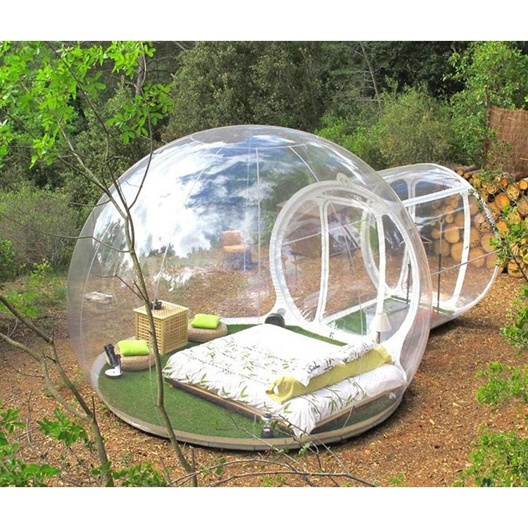 Outdoor Rental lawn Clear Crystal Bubble Camping Tent Inflatable Bubble Transparent Dome Tent With Tunnel