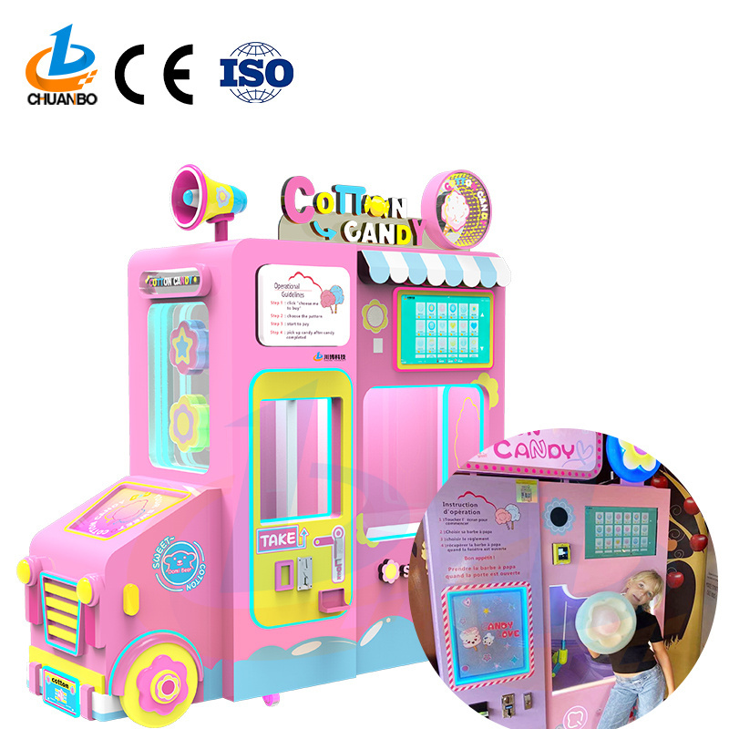 New Arrival Make Money Business Fully Automatically Cotton Candy Maker Robot Fairy Floss Cotton Candy Vending Machine