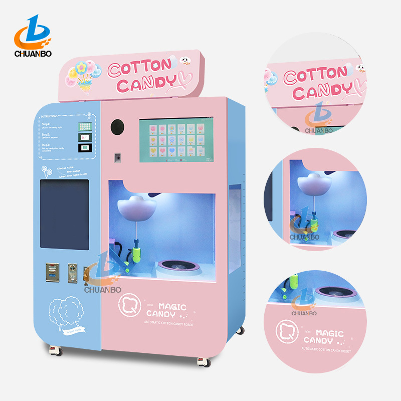 Factory Automatic Cotton Candy Vending Machine Floss Flower Candy Machine