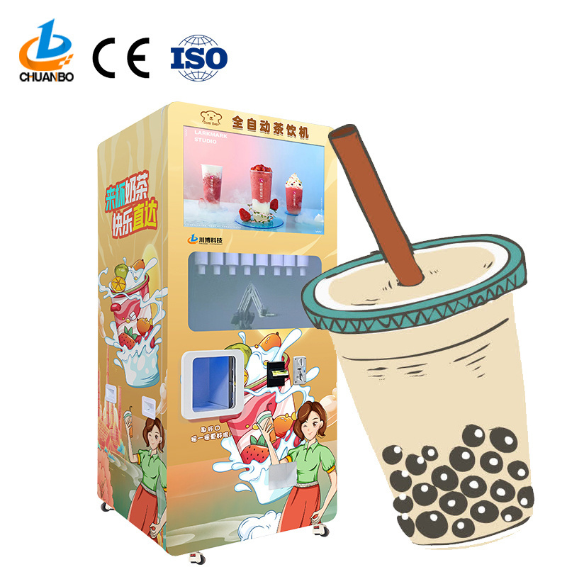 Best Smart Fresh Milk Tea Vending Machine With Card Reader For Sale Touch Screen Boba Tea Vending Machine Supplier