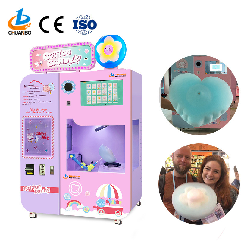 New Arrival Make Money Business Fully Automatically Cotton Candy Maker Robot Fairy Floss Cotton Candy Vending Machine