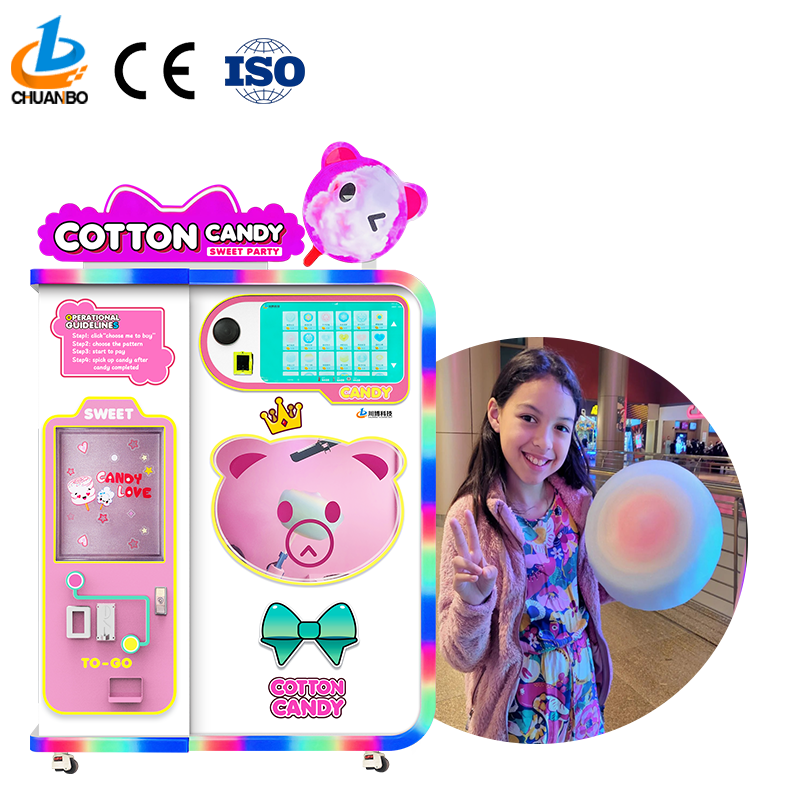 China Factory Custom Candy Sweet Latest Floss Flower Automatic Cotton Candy Vending  Machine  vending machines for retail items