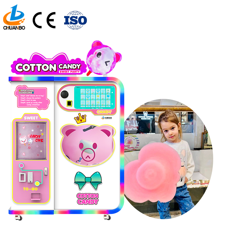 New Arrival Make Money Business Fully Automatically Cotton Candy Maker Robot Fairy Floss Cotton Candy Vending Machine