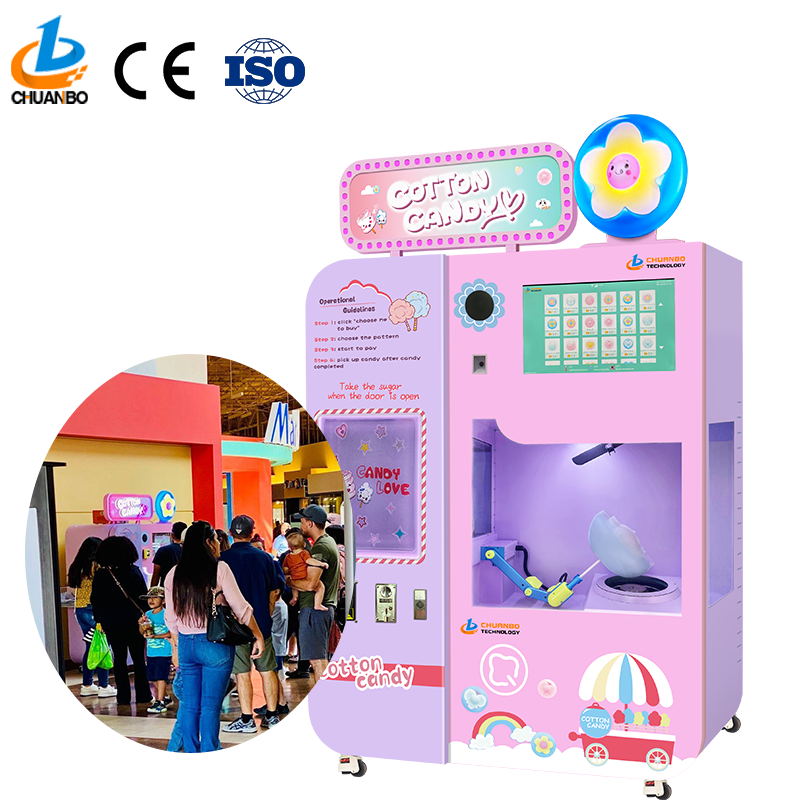 China Factory Custom Candy Sweet Latest Floss Flower Automatic Cotton Candy Vending  Machine  vending machines for retail items