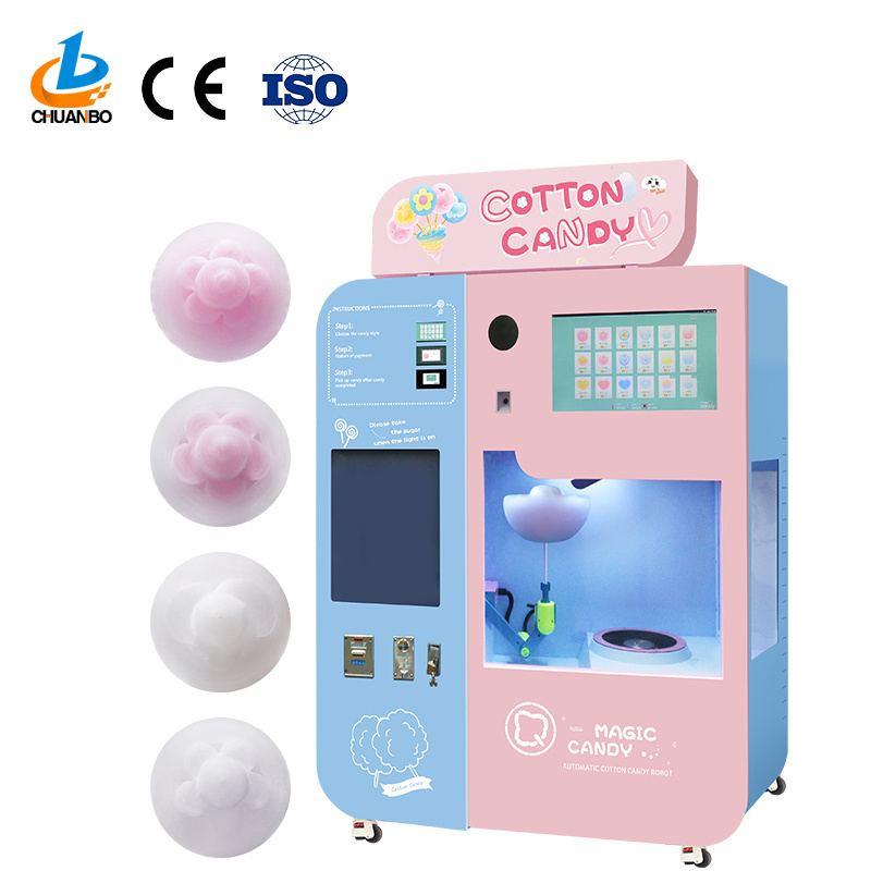 Hot Sale Latest Guangzhou Factory Candy Floss Vending Automatic Machine Fully Cotton Candy Vending Machine For Small Businesses