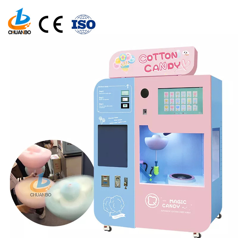 Automatic Cotton Candy Robot Electric Sugar Cotton Candy Floss Vending Machine Full Automatic Cotton Candy Machine Factory