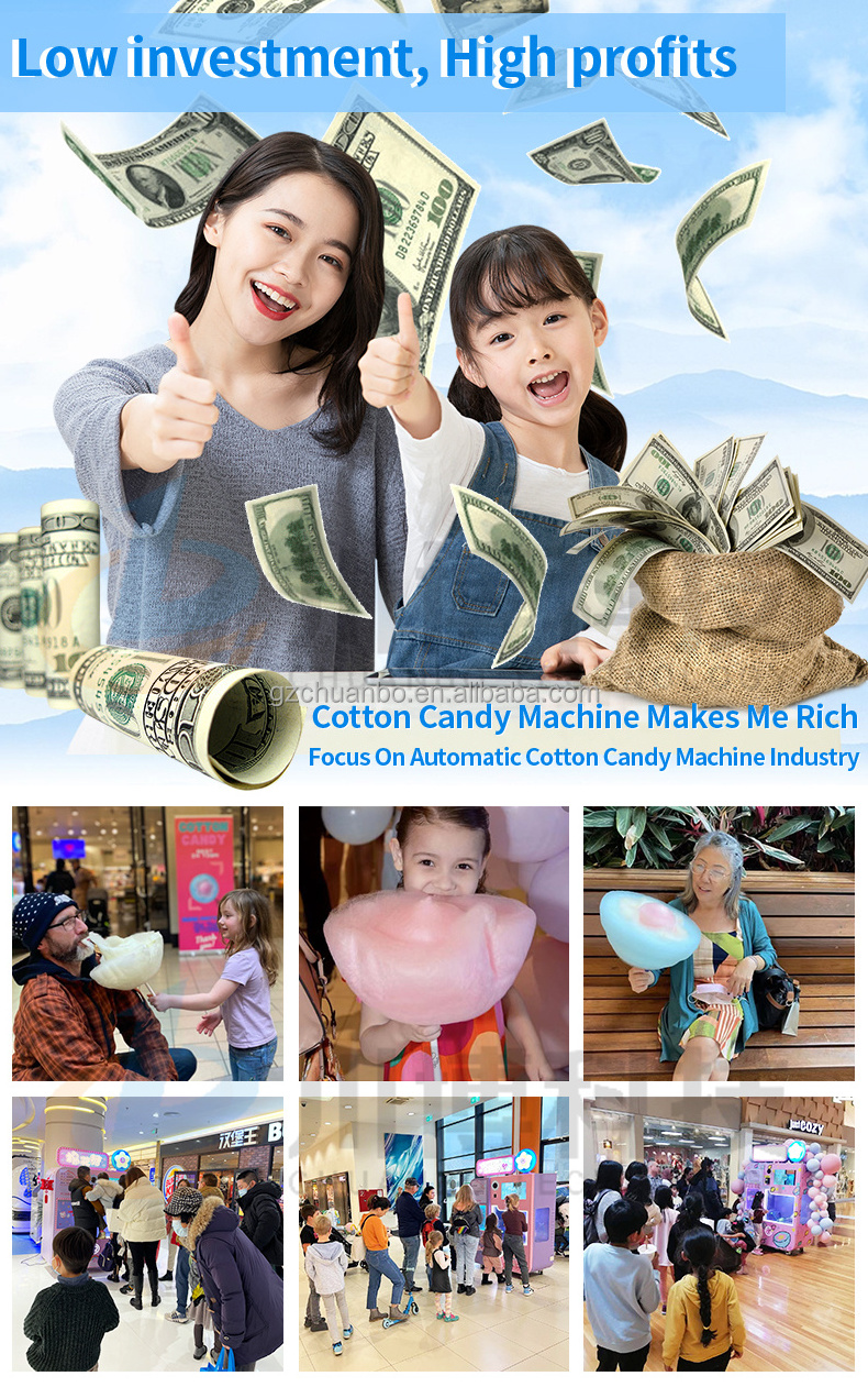 New Arrival Make Money Business Fully Automatically Cotton Candy Maker Robot Fairy Floss Cotton Candy Vending Machine