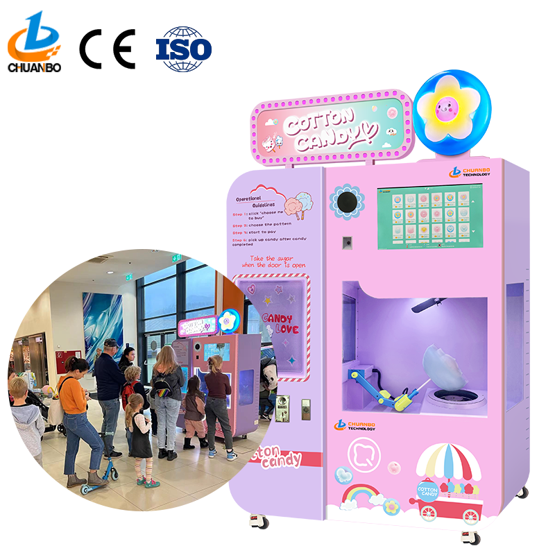 Automatic Cotton Candy Robot Electric Sugar Cotton Candy Floss Vending Machine Full Automatic Cotton Candy Machine Factory