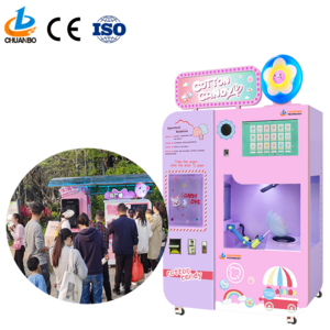 Hot Sale Latest Guangzhou Factory Candy Floss Vending Automatic Machine Fully Cotton Candy Vending Machine For Small Businesses