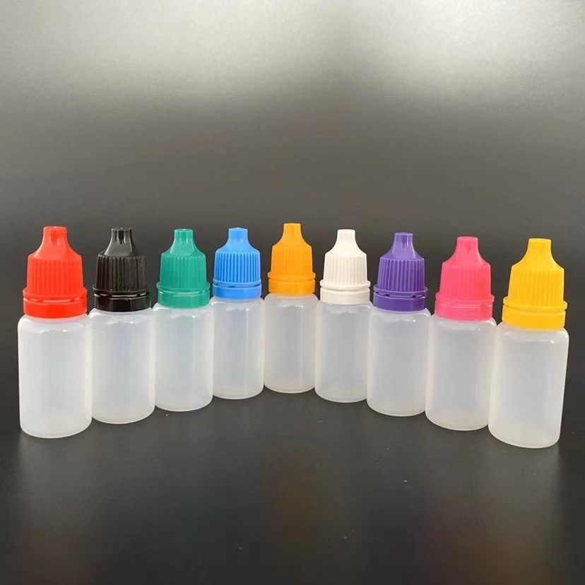 3ml 5ml 10ml 15ml 20ml 30ml 50ml 100ml PE plastic soft eye drop glue squeeze dropper bottle with childproof cap