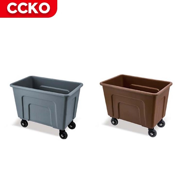 Brown 110cm Large Restaurant Hotel Room Plastic Serving Trolley Cleaning Laundry Trolley Service Cart Housekeeping Trolley