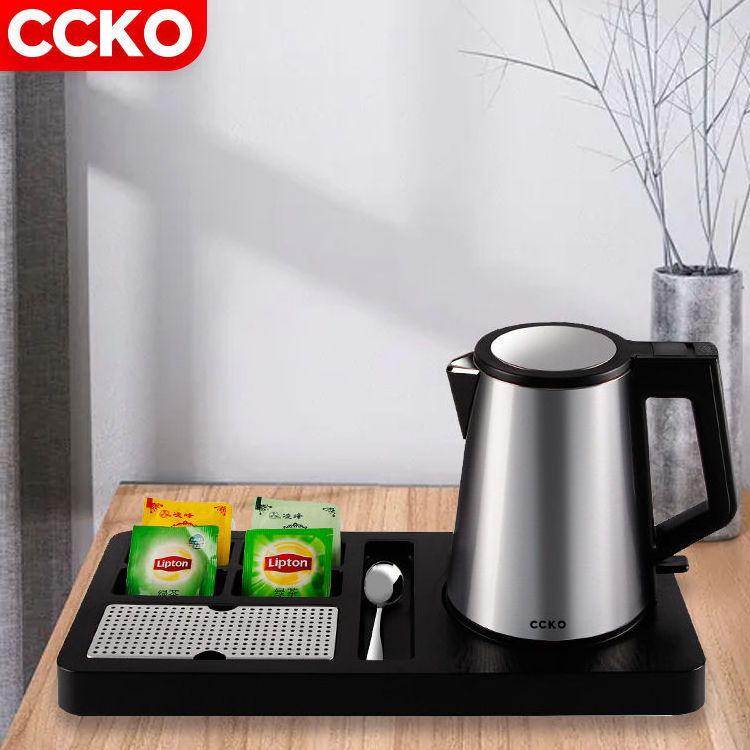 Home Black Gold Hotel Restaurant Household Appliances 0.8L Portable Water Kettle Stainless Steel Electric Kettle With Tray Set