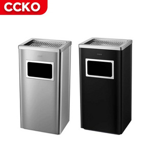 Hotel Lobby Black 15L Commercial Cigarette Ash Garbage Bins For Sale Commercial Outdoor Trash Can With Pedal Metal Waste Bins