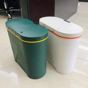 White Green Kitchen Toilet Bathroom 14 Liter Sensor Trash Can Touchless Garbage Bin Dustbin Plastic Smart Trash Can Waste Bins