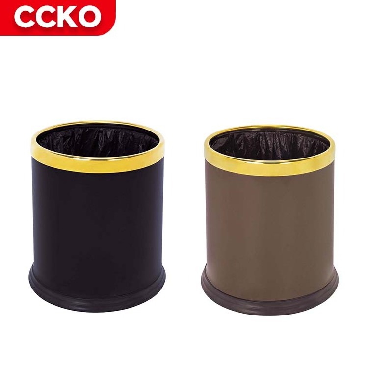 Wholesale 8 Liters Portable Metal Leather Black Small Waste Bins Dustbin Trash Bin For Bathroom Hotel Room Kitchen Trash Can