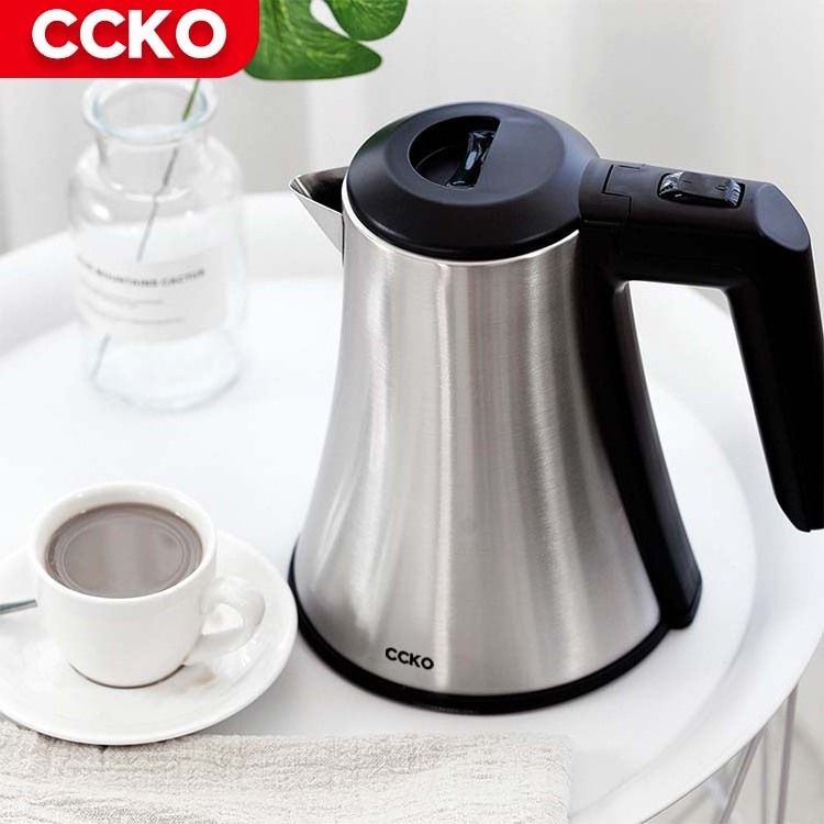 Silver 0.8L Portable Kettle For Boiling Water Electric Kettle Stainless Steel Home Restaurant Hotel Electric Kettle Tray Set