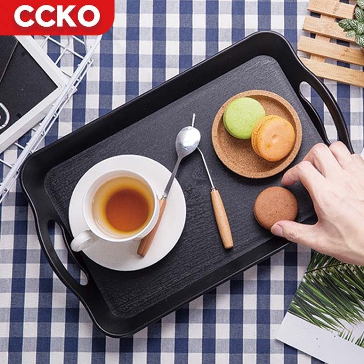 42cm Restaurant Cafe Hotel Kitchen Plastic Custom Trays Set Serving Tray With Handles Tea Coffee Oyster Buffet Food Service Tray