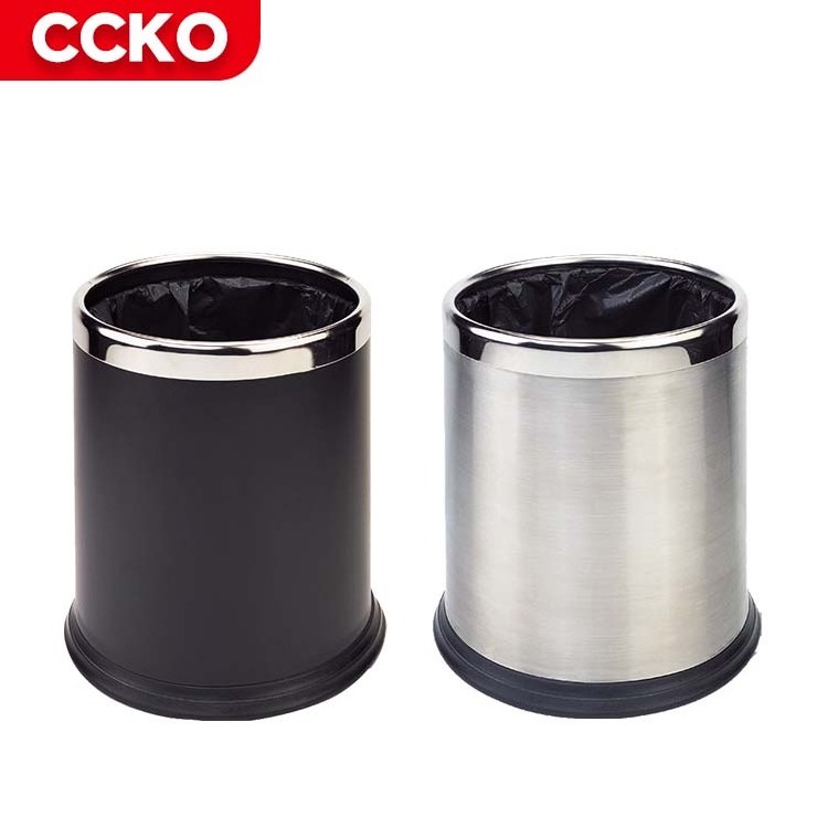 Wholesale 8 Liters Portable Metal Leather Black Small Waste Bins Dustbin Trash Bin For Bathroom Hotel Room Kitchen Trash Can