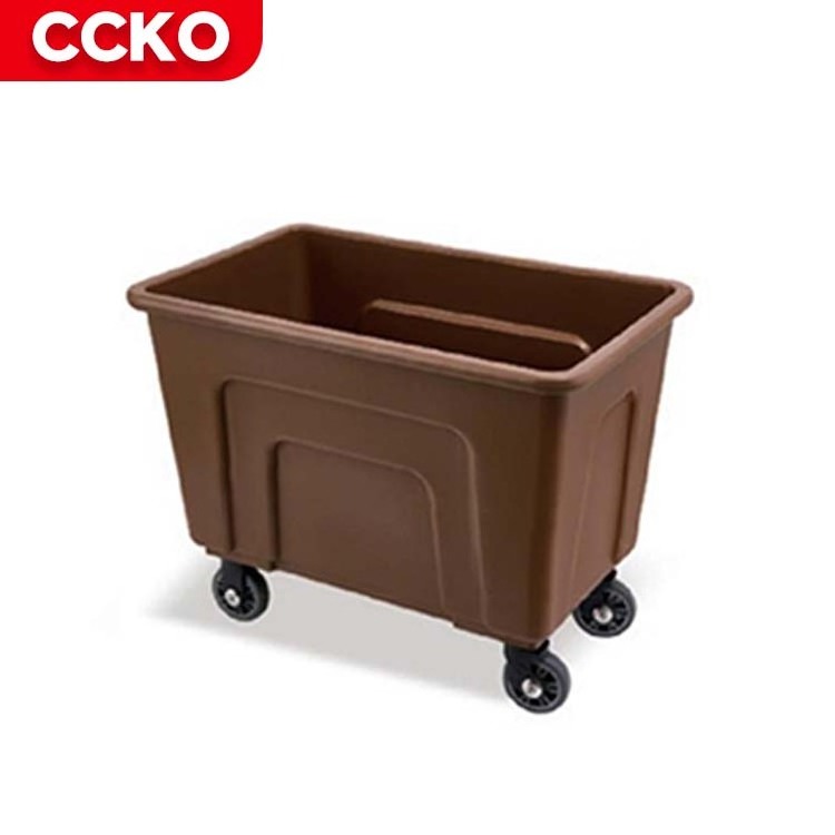 Brown 110cm Large Restaurant Hotel Room Plastic Serving Trolley Cleaning Laundry Trolley Service Cart Housekeeping Trolley