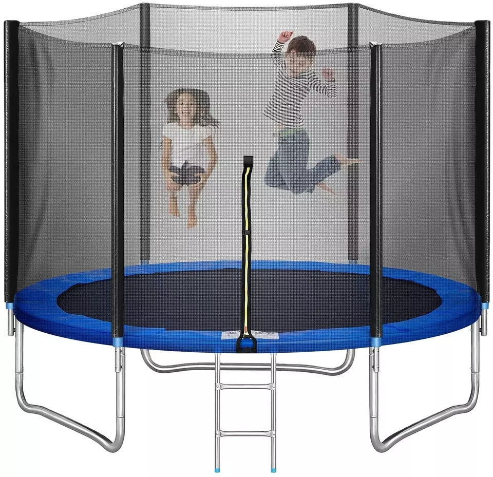 Garden 10ft Trampoline with Safety Enclosure Net, Combo Bounce Jump Outdoor Fitness PVC Spring Cover Padding Kids Trampoline