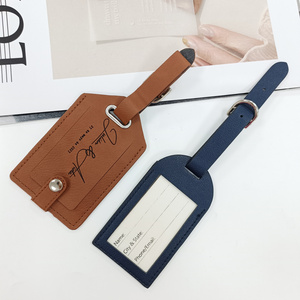 Factory custom luggage tag wholesale gold LOGOPU leather luggage tag