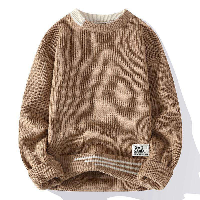 Cotton Men Sweater Pullover Harajuku Long Sleeve Knitted LOGO Custom OEM & ODM Winter Men Clothes Knitwear Custom Knit Sweater