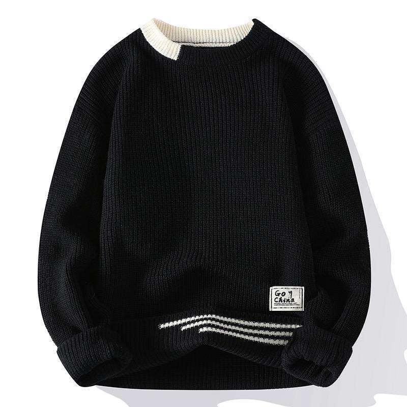 Cotton Men Sweater Pullover Harajuku Long Sleeve Knitted LOGO Custom OEM & ODM Winter Men Clothes Knitwear Custom Knit Sweater