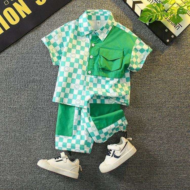 Summer Children 100% Cotton Pajamas Short Sleeve Sleepwear Boys 2pcs Sets Kids Casual Cartoon Suits