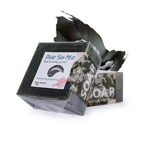 Wholesale In Stock Handmade Dead Sea Mud and Charcoal Black Bar Soap for Face and Body