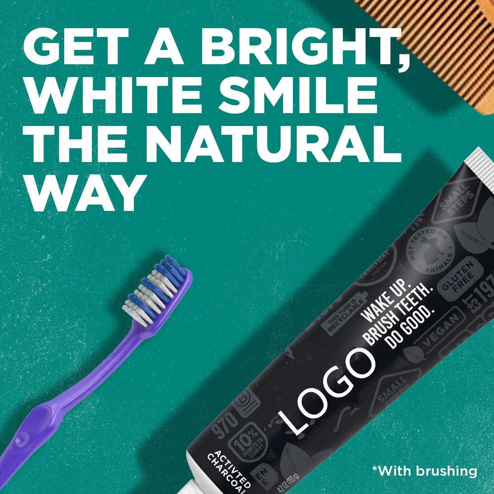 Private Label Activated Charcoal Whitening Teeth Toothpaste with Fluoride Free Peppermint