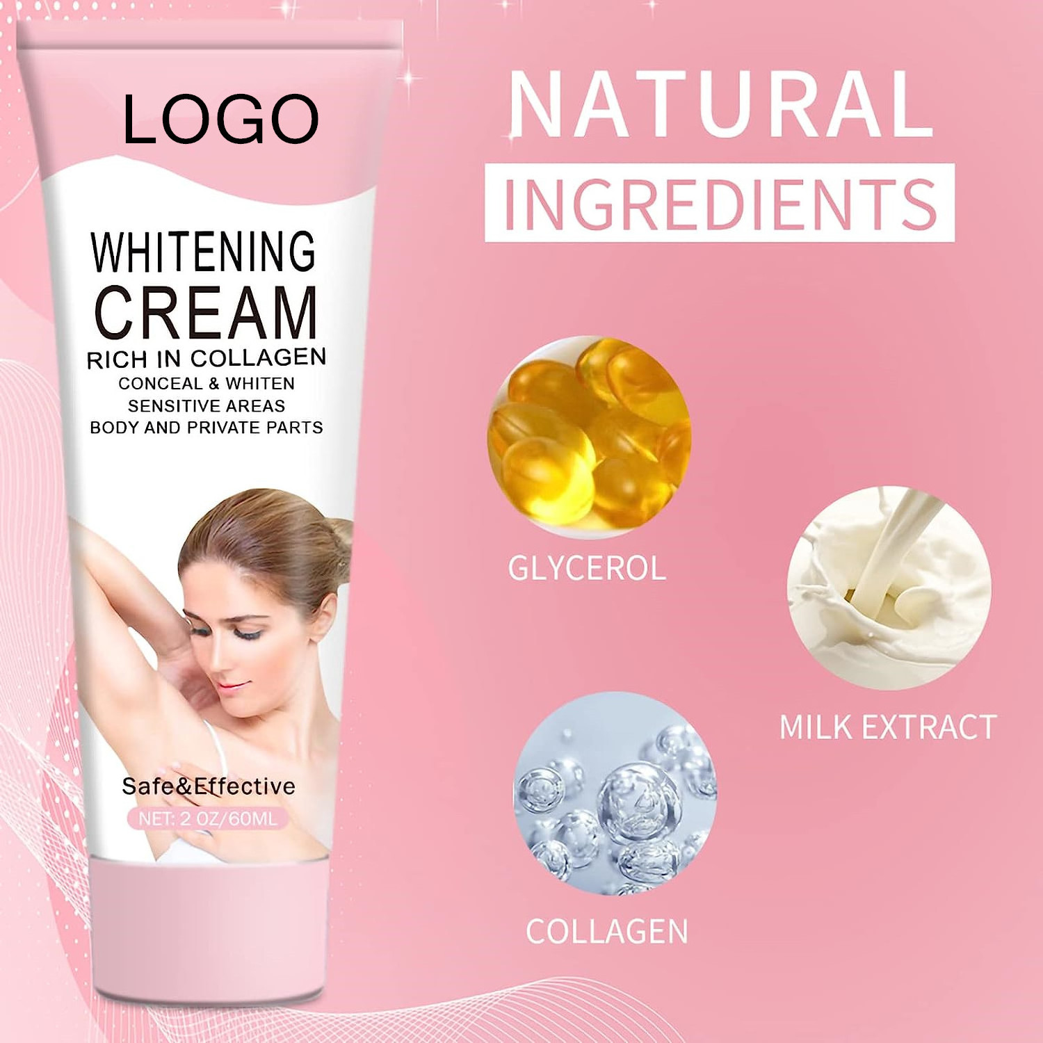 Private Label instant Whitening Anti Dark Spot Aging Wrinkle Knees Elbows Strong Vitamin White Lotion Face Body Whitening Cream