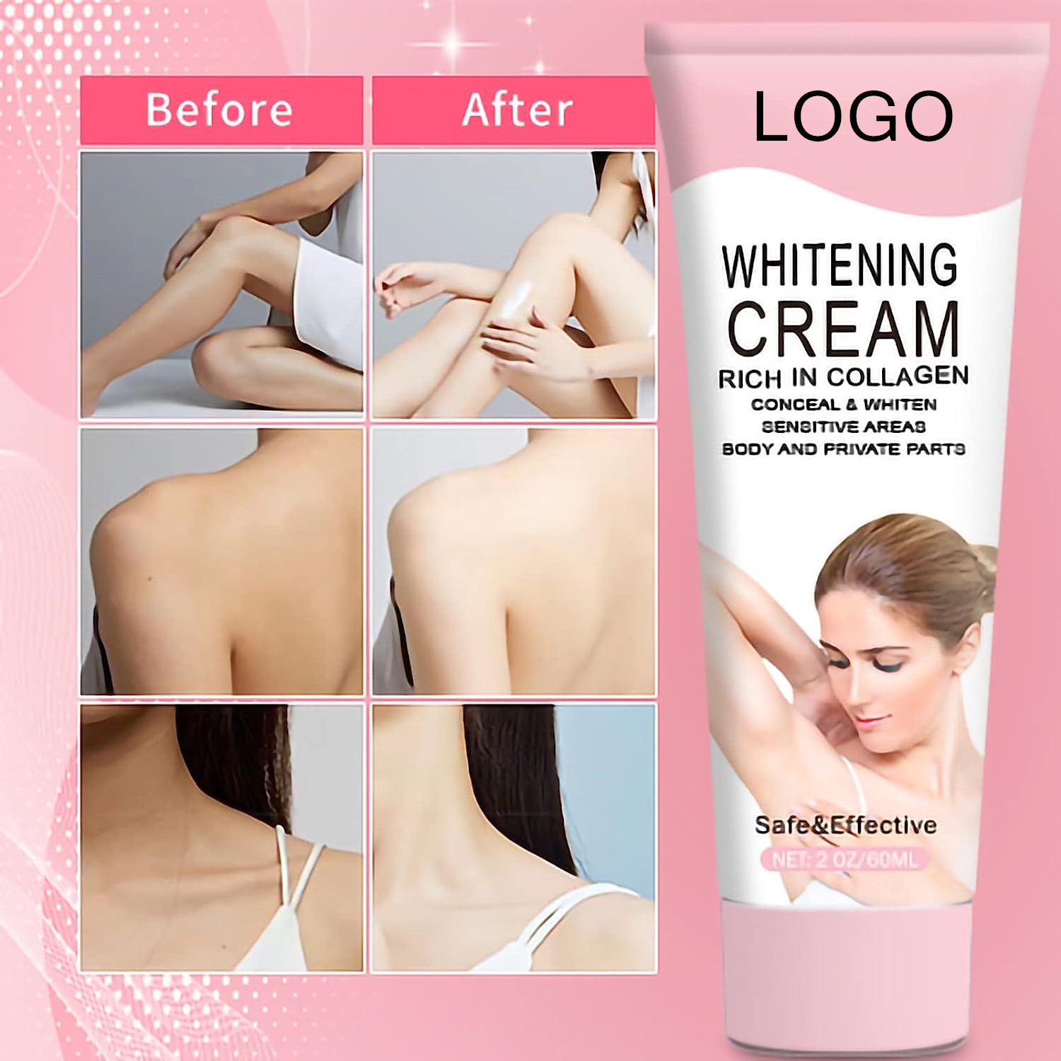 Private Label instant Whitening Anti Dark Spot Aging Wrinkle Knees Elbows Strong Vitamin White Lotion Face Body Whitening Cream