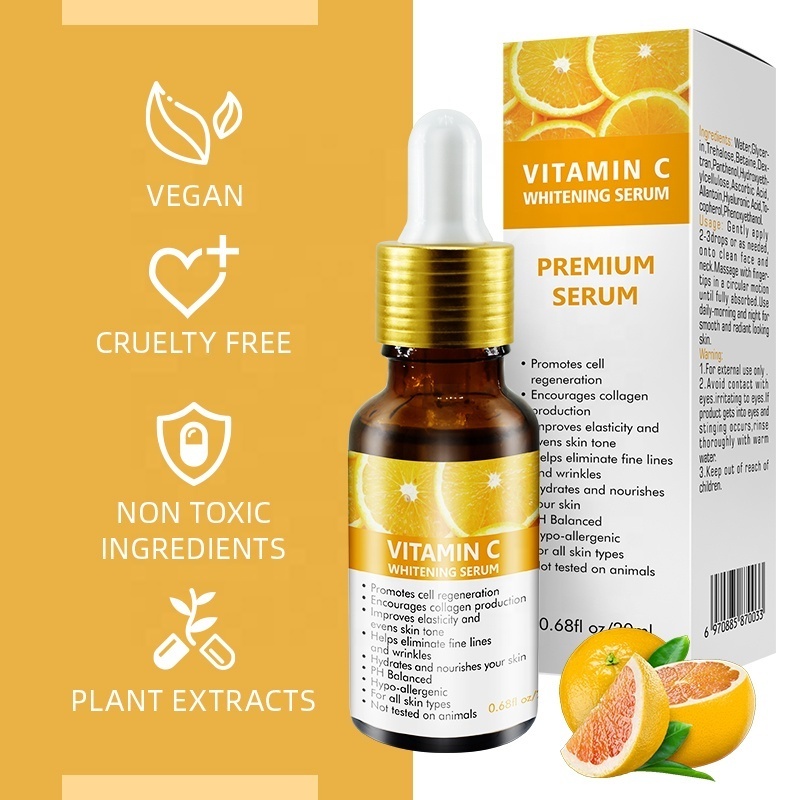 Private Label Natural Moisturizing Whitening Face Serum With Balance Vitamin C Hyaluronic acid Skin Care Retionl Facial Serum