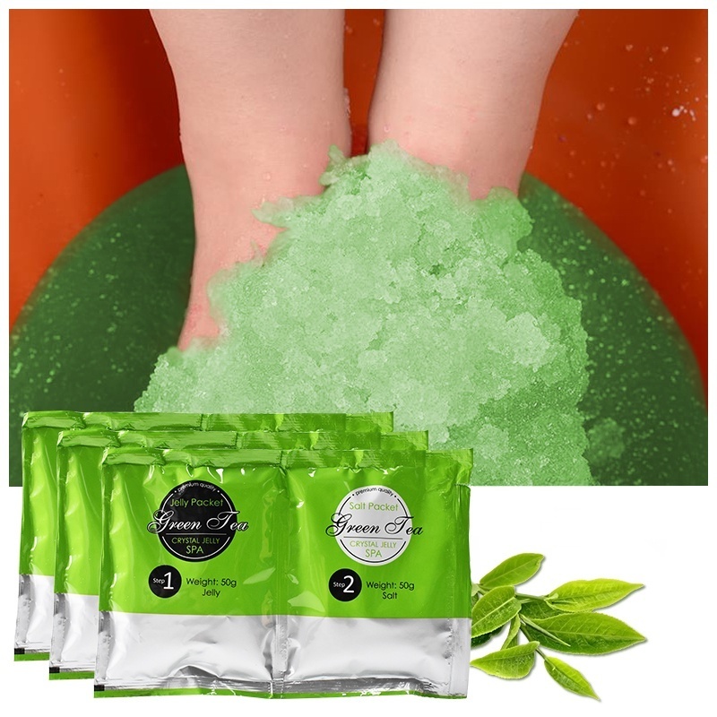 Wholesales Natural Green Tea Foot Soak For Dry Cracked Feet Moisturizing Smoothing Jelly Spa Pedi Soak Pedicure Gel Foot Bath