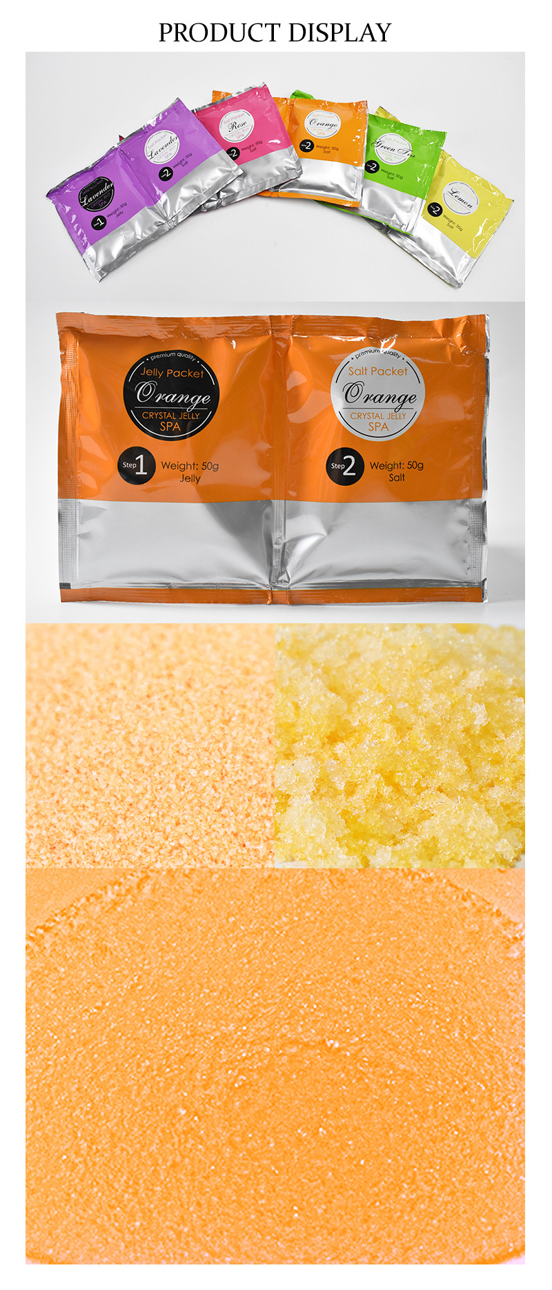 OEM Private Label Beauty Jelly Pedicure Foot Spa Natural Relaxing Organic Sea Salt Foot Scrub Soak Foot Spa Soak