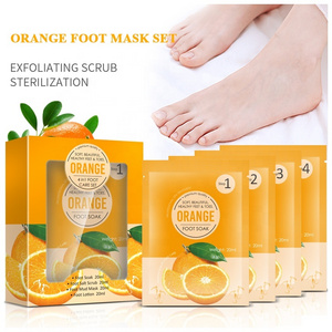 4 in 1 orange scent jelly pedicure moisturizing foot bat set for cracked heels, dead skin and calluses to make your skin silky