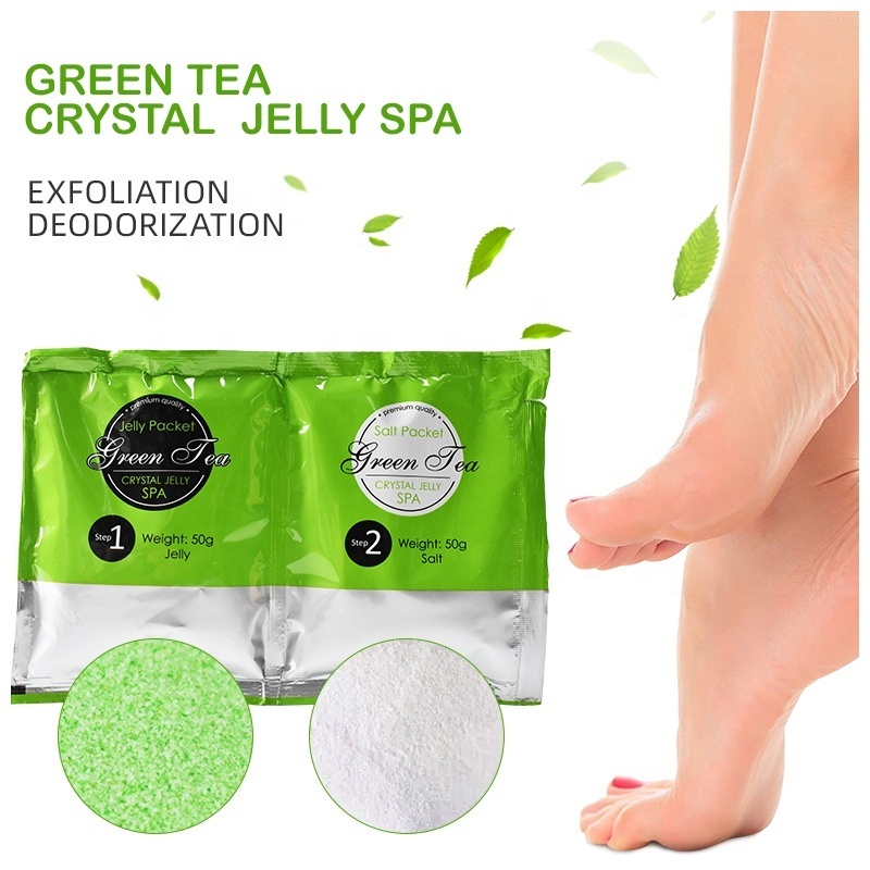 Wholesales Natural Green Tea Foot Soak For Dry Cracked Feet Moisturizing Smoothing Jelly Spa Pedi Soak Pedicure Gel Foot Bath