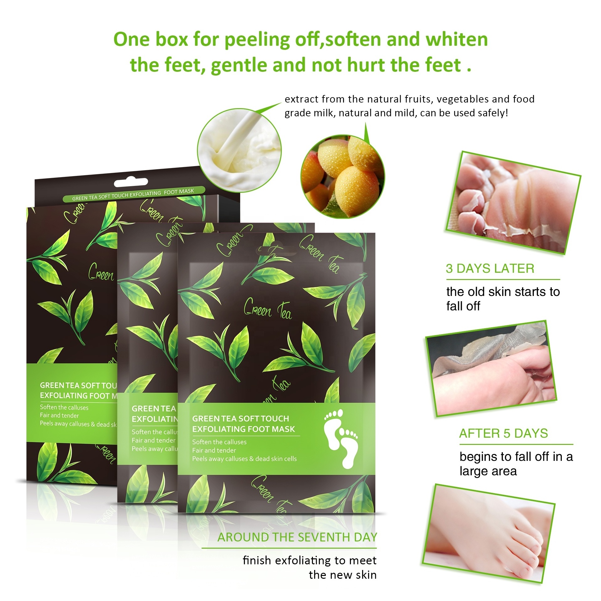 Private label Peel Off Foot Mask Socks for Dead Skin Heels Organic Tea Tree Exfoliating Foot Peel Mask