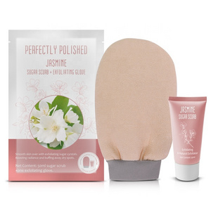 Deep Exfoliating Body Scrub and Exfoliating Glove Bundle for Body and Feet