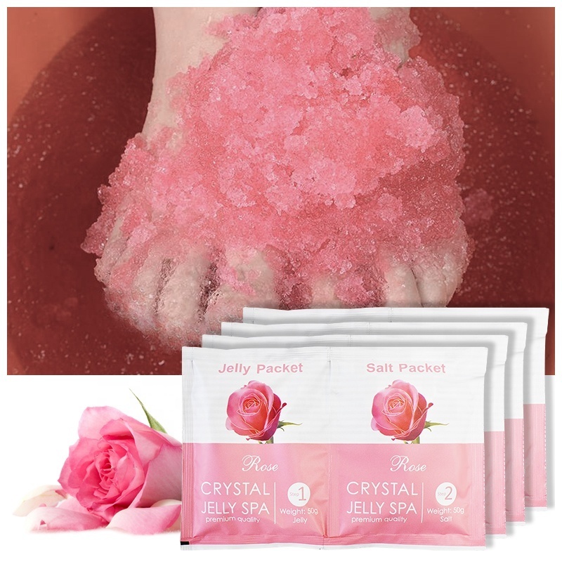 Hot Sale Jelly Pedi Packs Vegan Green Tea Rose Moisturizing Crystals Jelly Pedicure Spa Feet Bath Salt Soaking Foot Scrub